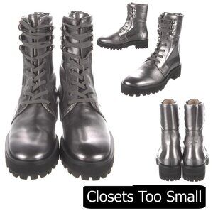 Stuart Weitzman Metallic Grey/Dark Pewter Combat Boots